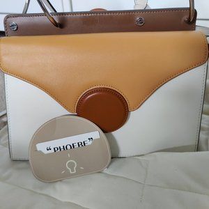 DANSE LENTE Phoebe color-block leather shoulder bag In White